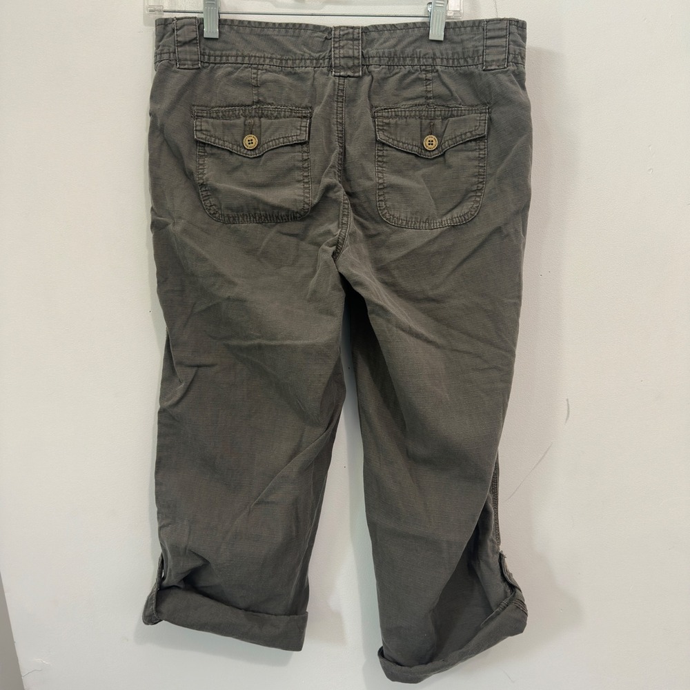 Calvin Klein Jeans Capri Pants Grey Olive‎ Cotton Utility Slub Cropped Size 6 - Picture 8 of 12
